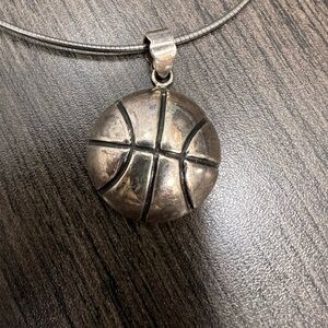 925 Silver Basketball Pendant Necklace